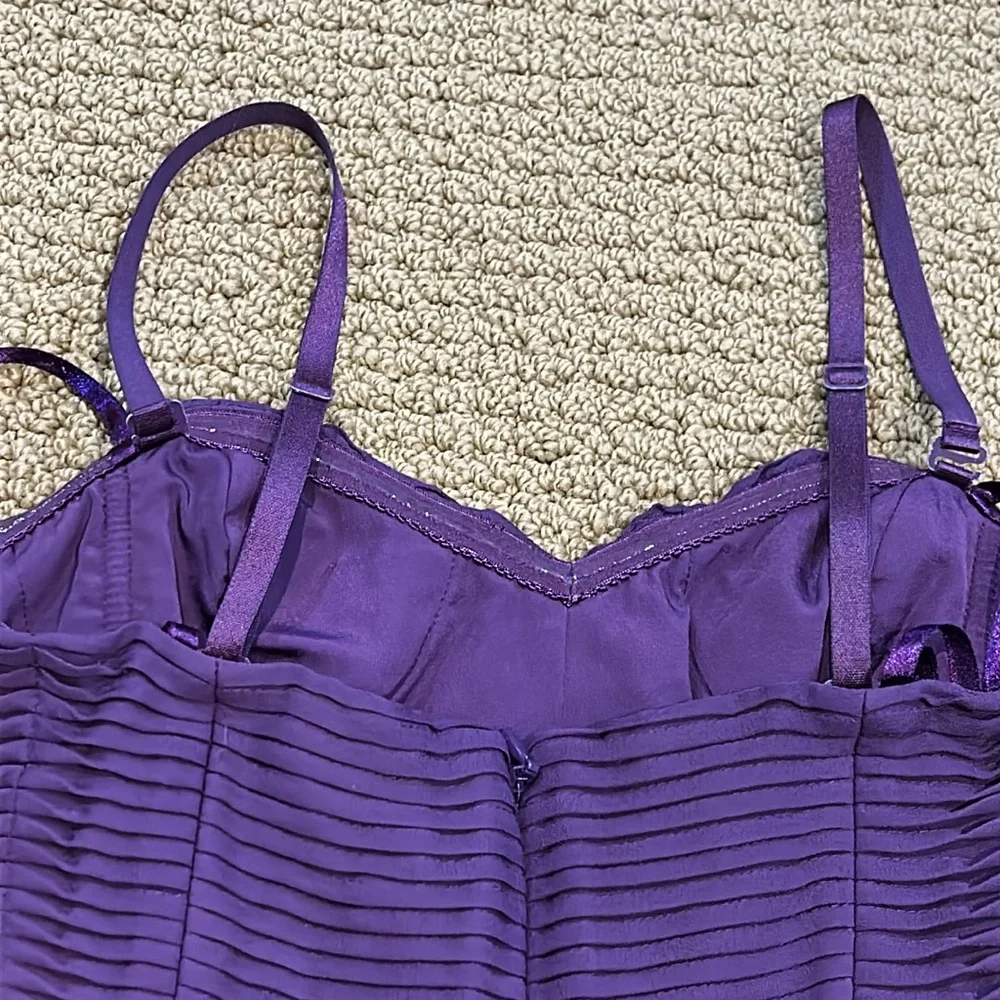 BCGBMaxAzria Pleated Chiffon Mini Dress 2 Removable Straps Grape Purple Party